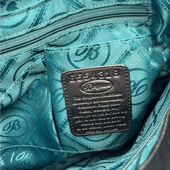 Brighton Pebbled and Croc Embossed Leather Shoulder Bag